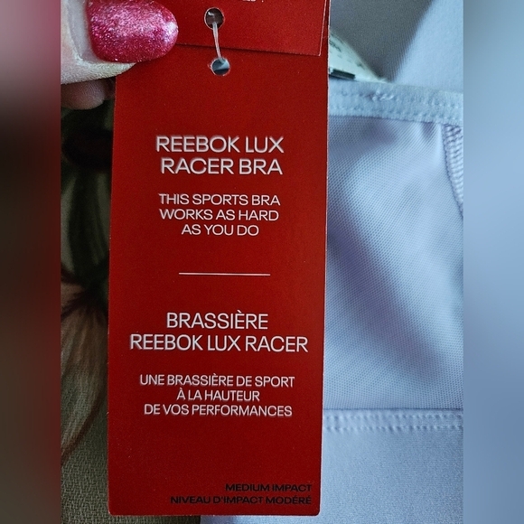 #228 REEBOK LUX RACER SPORTS BRA W/LOGO ON FRONT/LILIAC COLOR/SZ. 4X - Picture 8 of 10